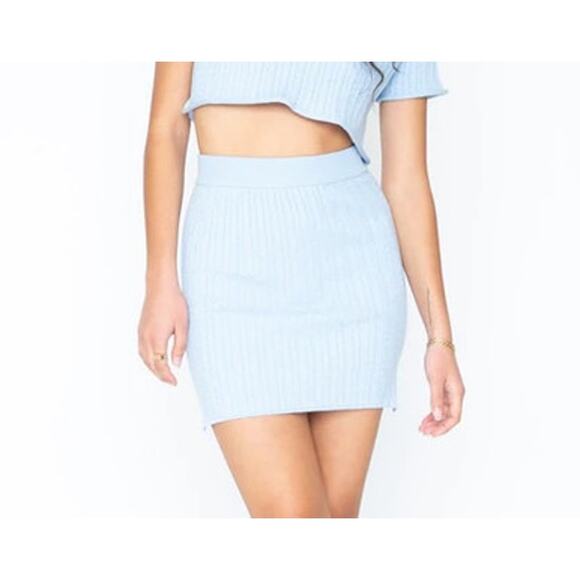 NWT REVOLVE Callahan Knitwear Genny Mini Skirt Glacier Lake Blue Women Size S - Picture 2 of 3